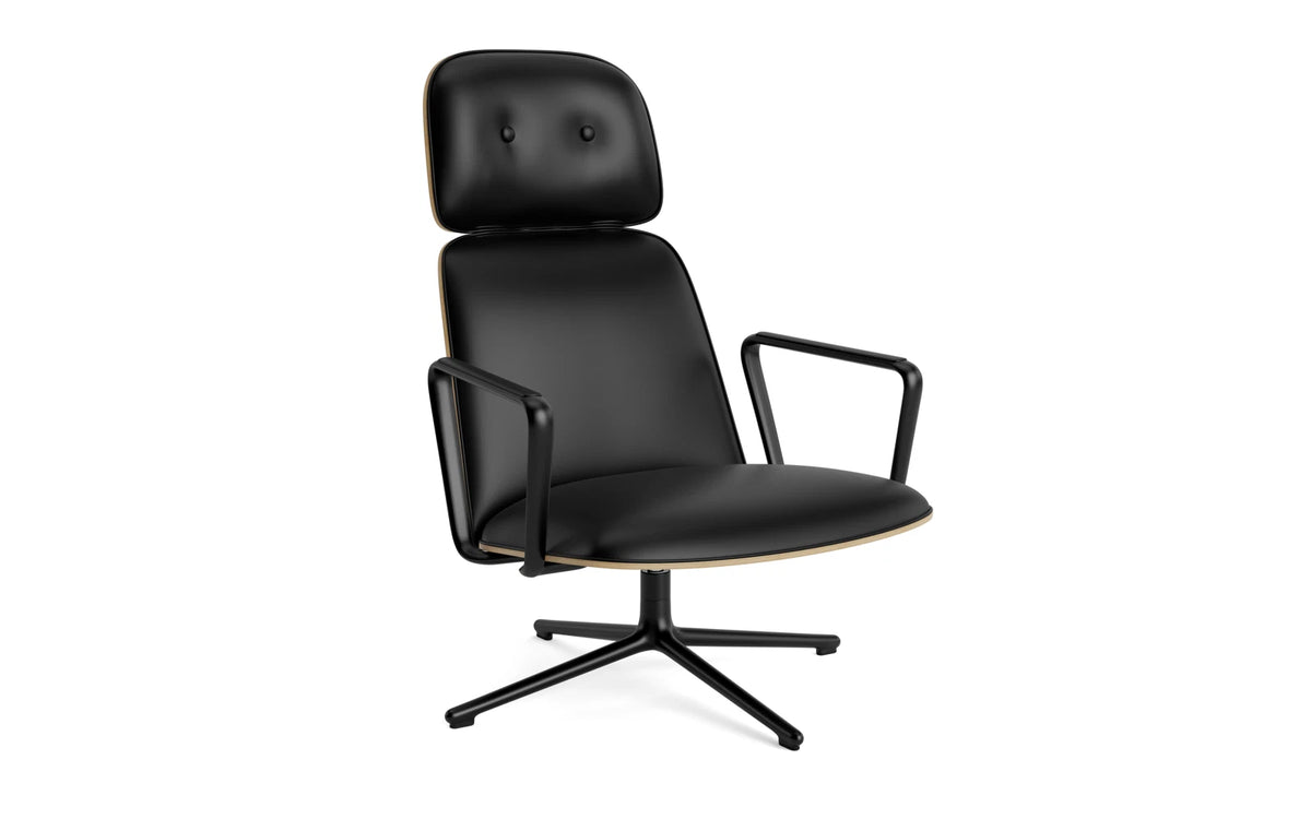 Pad Lounge-Sessel hoch mit Drehgestell Schwarz Alu Eiche/Ultra in Ultra 41599 präsentiert im Onlineshop von KAQTU Design AG. Drehsessel ist von Normann Copenhagen