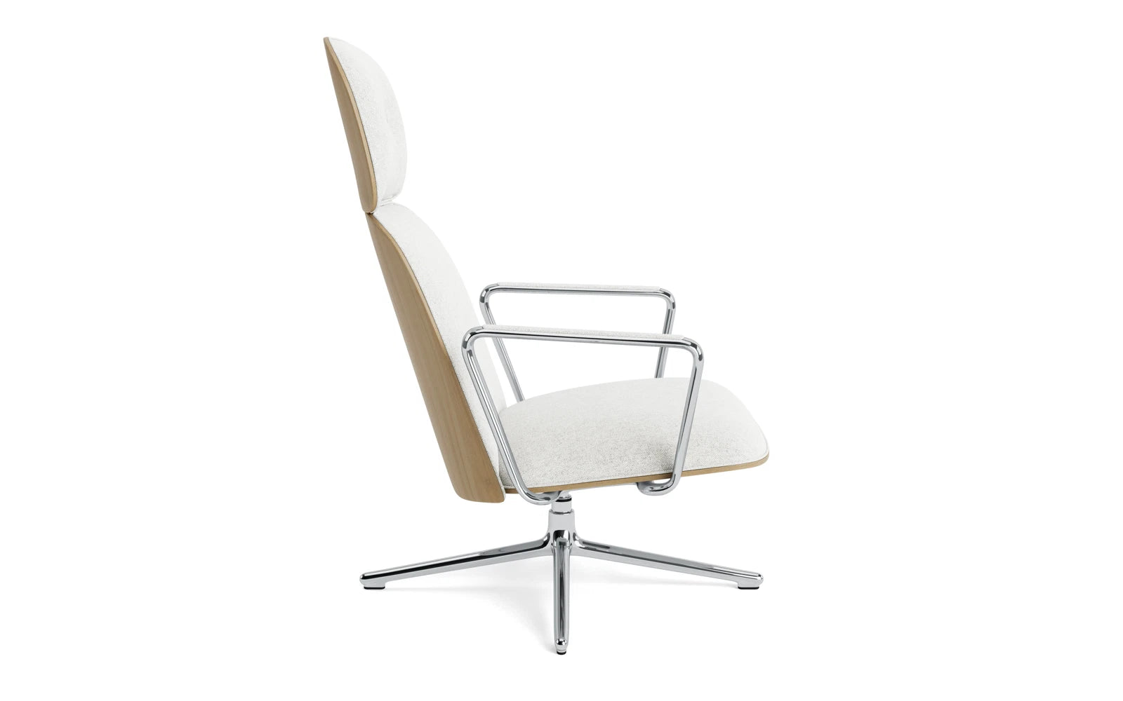 Erleben Sie den Pad Lounge-Sessel hoch von Normann Copenhagen – ein stilvolles Möbelstück mit Drehgestell und Kippfunktion, perfekt für elegante Räume.
