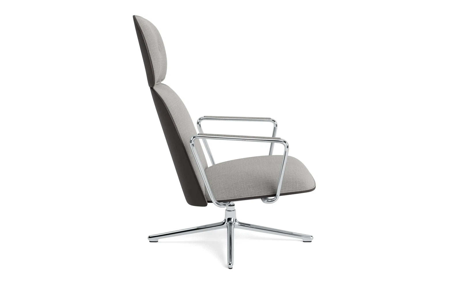 Erleben Sie den Pad Lounge-Sessel hoch von Normann Copenhagen – ein stilvolles Möbelstück mit Drehgestell und Kippfunktion, perfekt für moderne Wohnräume.