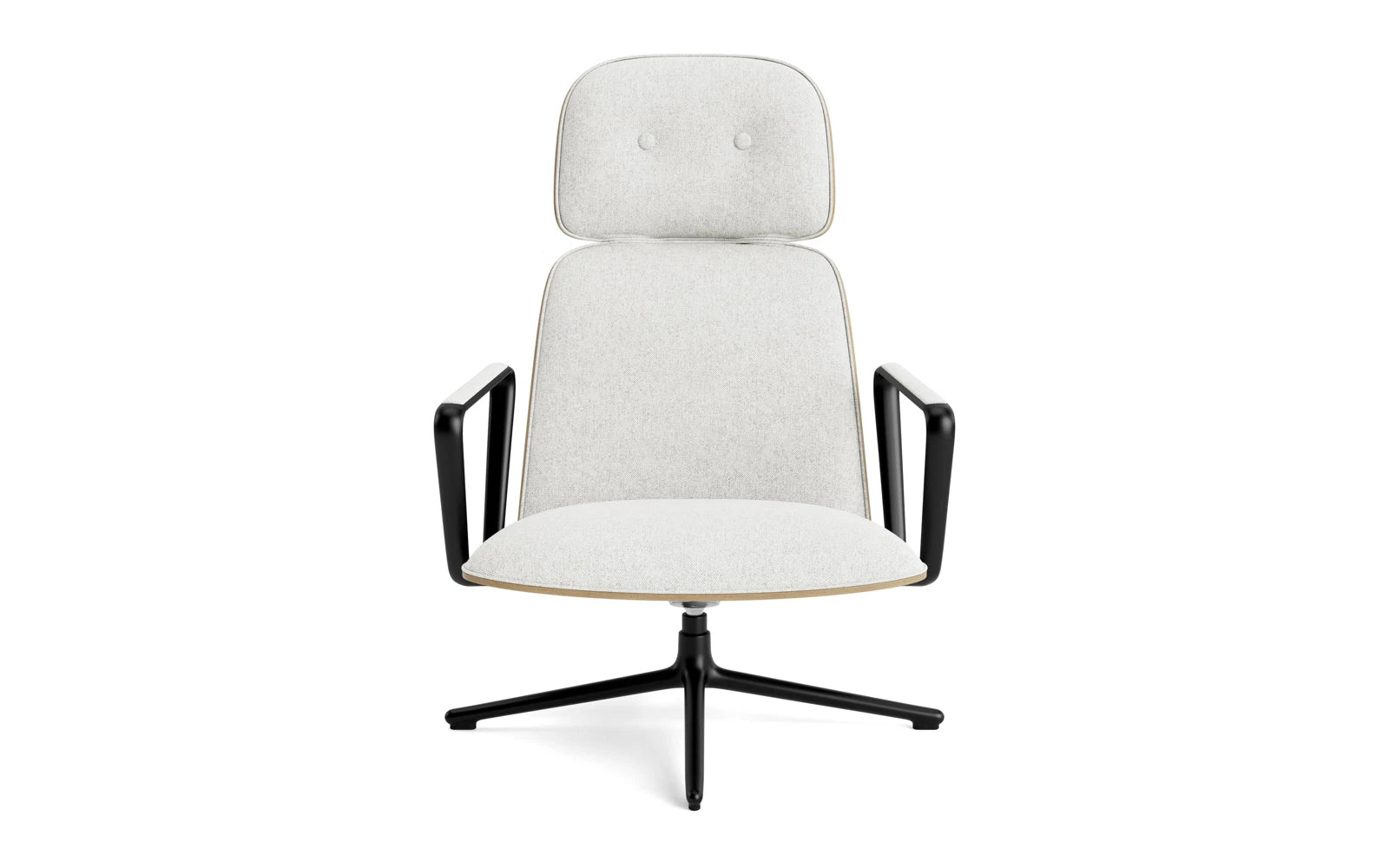 Entdecken Sie den eleganten Pad Lounge-Sessel hoch mit Drehgestell und Kippfunktion in Schwarz Alu Eiche/Hallingdal von Normann Copenhagen – ein stilvolles Highlight für Ihr Zuhause.