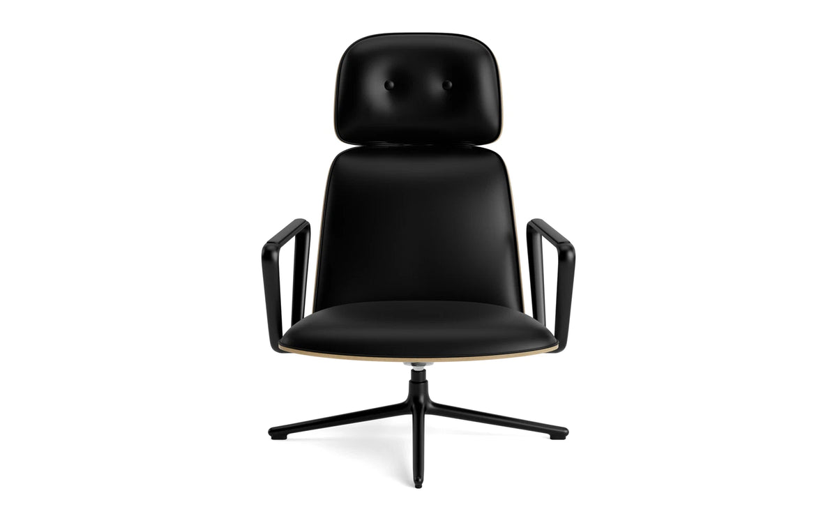 Pad Lounge-Sessel hoch mit Drehgestell und Kippfunktion Schwarz Alu Eiche/Ultra in Ultra 41599 präsentiert im Onlineshop von KAQTU Design AG. Drehsessel ist von Normann Copenhagen