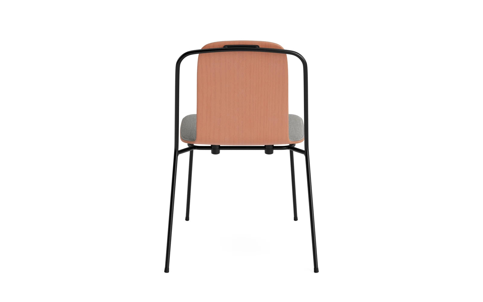Entdecken Sie den Studio Stuhl Frontpolster von Normann Copenhagen: Elegante Kombination aus schwarzem Stahl und braunem Stoff, perfekt für vielseitige Räume.