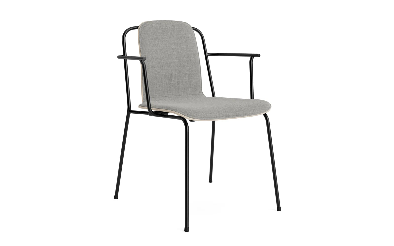 Studio Armlehnstuhl Frontpolster Schwarz Stahl & hellgrau Remix in Remix 133 präsentiert im Onlineshop von KAQTU Design AG. Stuhl mit Armlehne ist von Normann Copenhagen