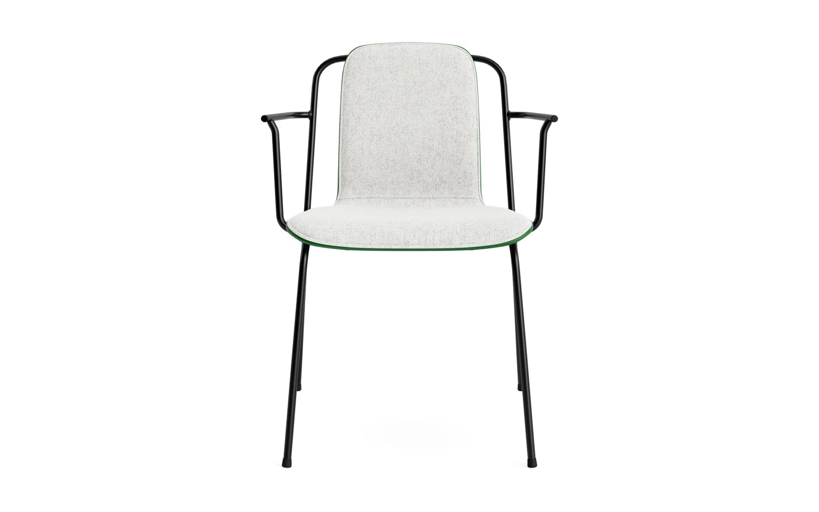 Entdecken Sie den eleganten Studio Armlehnstuhl von Normann Copenhagen mit schwarzem Stahlrahmen und grünem Hallingdal-Polster – ein stilvolles Highlight für jeden Raum.