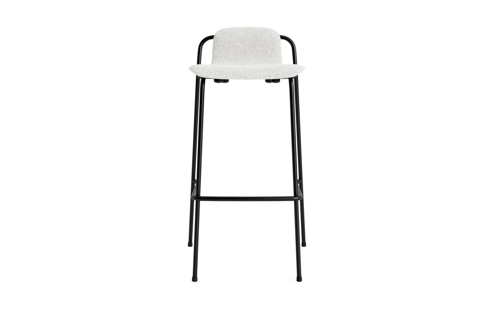 Entdecken Sie den eleganten Studio Barhocker 75 cm von Normann Copenhagen. Mit robustem Stahlrahmen und komfortabler Hallingdal-Polsterung vereint er modernes Design und Funktionalität.