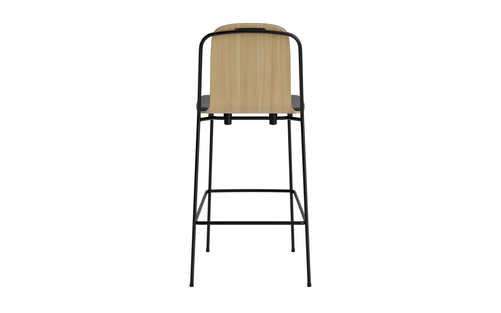 Entdecken Sie den eleganten Studio Barstuhl 75 cm von Normann Copenhagen. Mit schwarzem Stahlgestell, Eiche und Ultra-Polsterung vereint er modernes Design und Komfort.