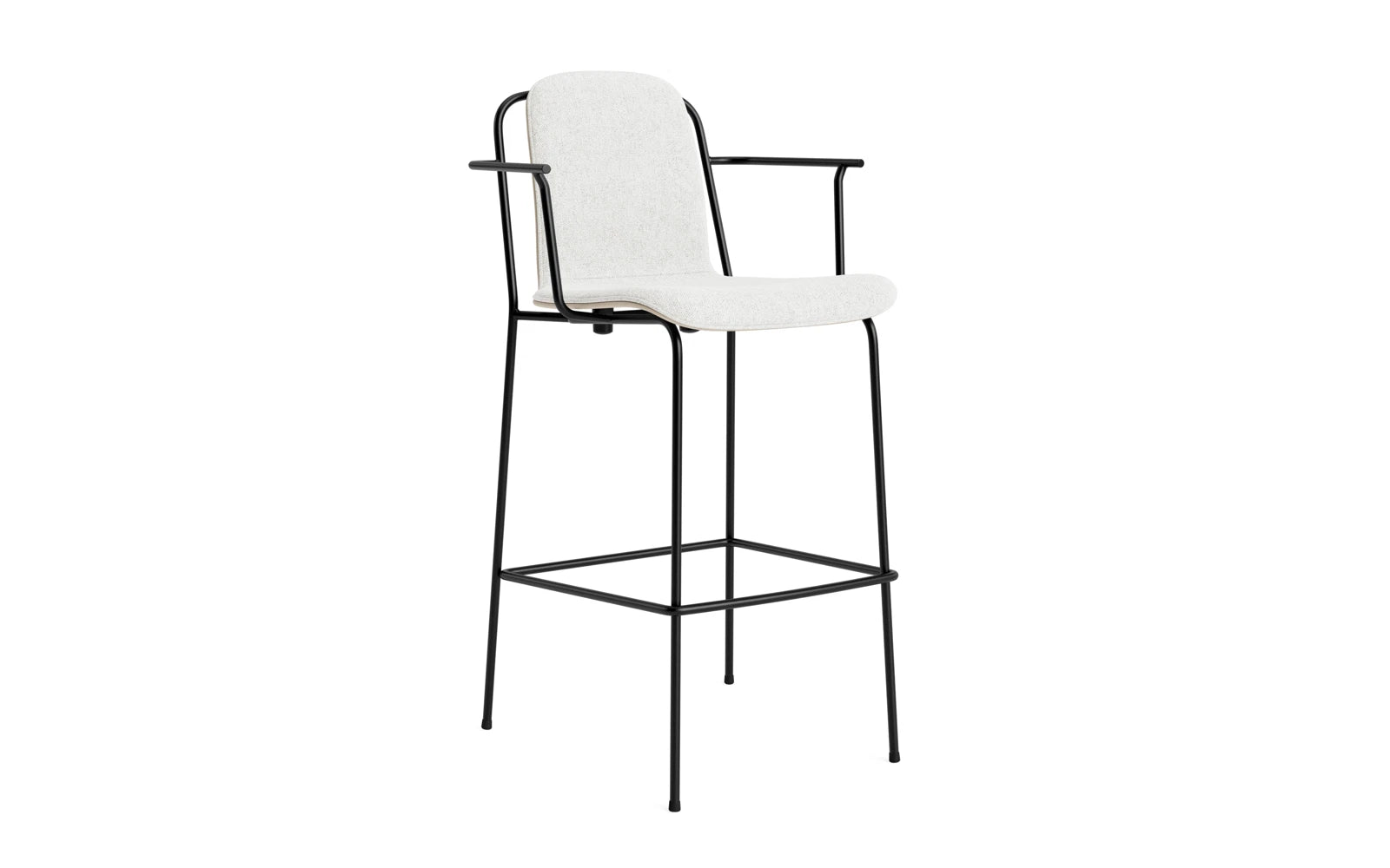 Studio Barstuhl mit Armlehne 75 cm frontpolster schwarzes Stahl/ Hellgrau/ Hallingdal in Hallingdal 110 präsentiert im Onlineshop von KAQTU Design AG. Barstuhl ist von Normann Copenhagen