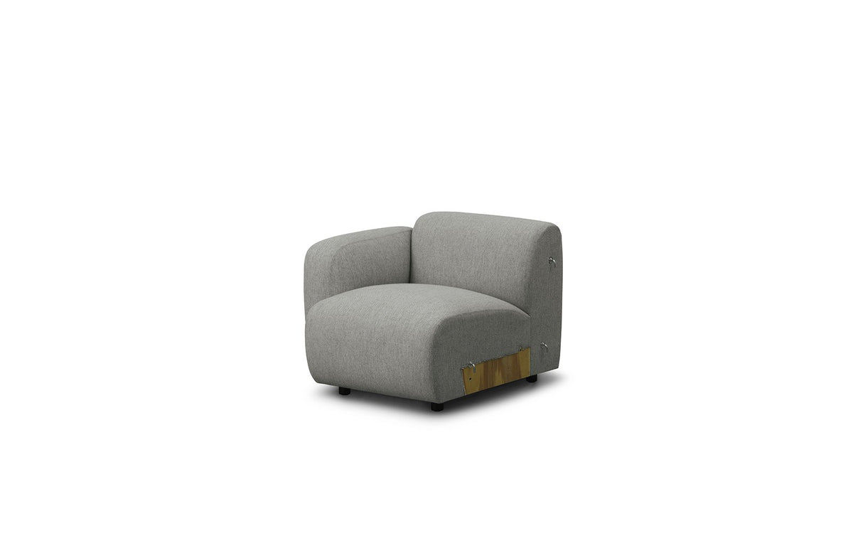 Modulares Sofa Swell von Normann Copenhagen in Stoff Hallingdal 0110, mit geschwungenen Armlehnen und Holzbeinen in Eschenholz.