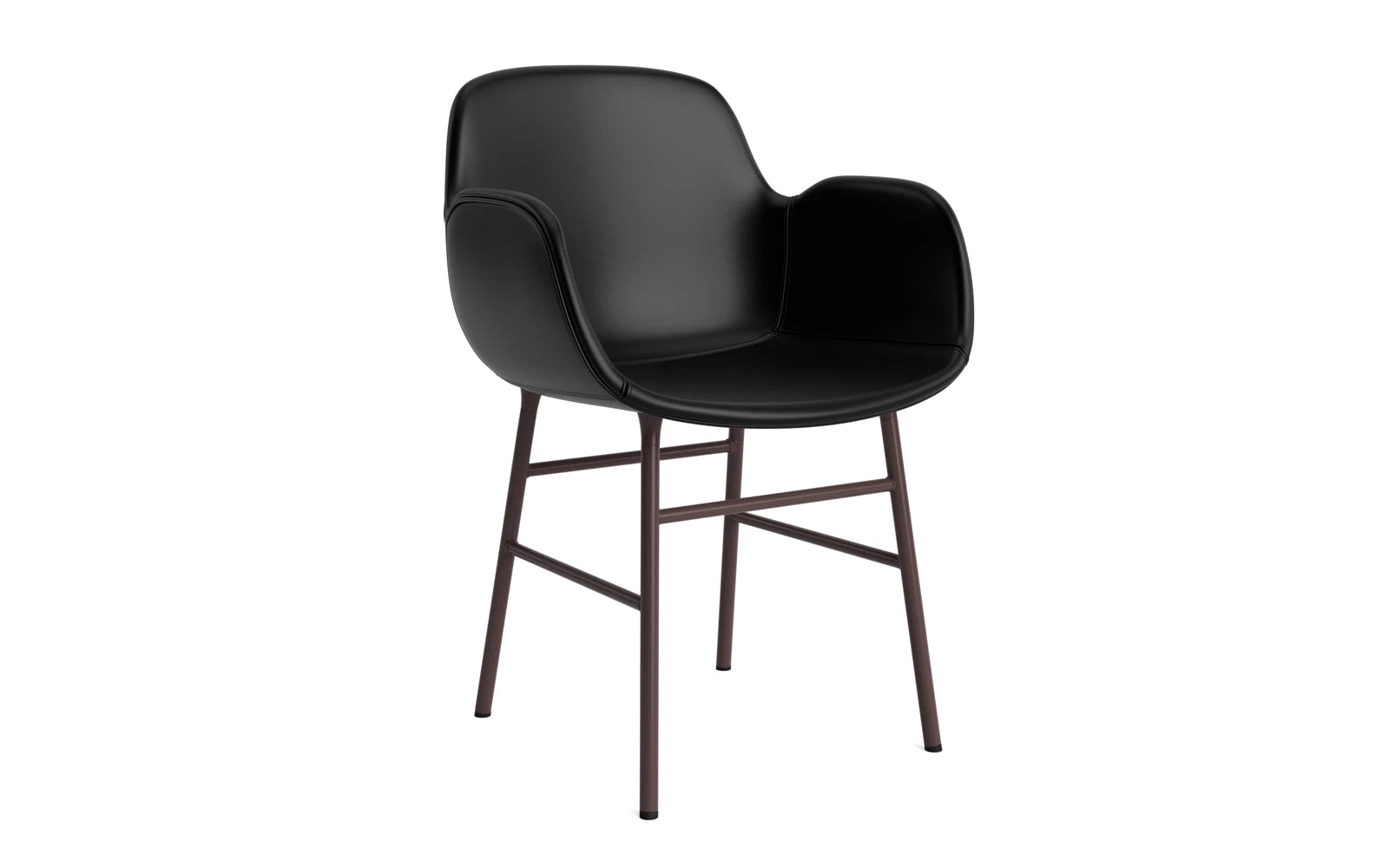 Form Lehnstuhl gepolstert Braun Stahl Ultra Leder in Ultra 41599 präsentiert im Onlineshop von KAQTU Design AG. Stuhl mit Armlehne ist von Normann Copenhagen