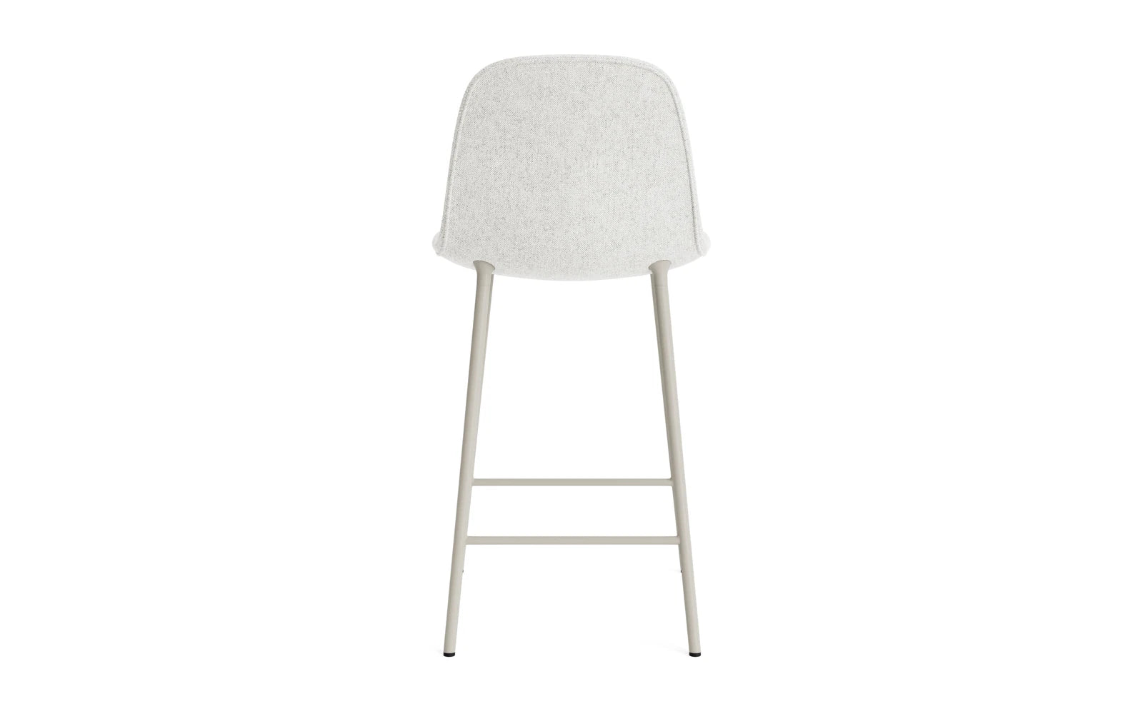 Erleben Sie den stilvollen Form Barstuhl 65 cm in gepolstertem Hellgrau mit robustem Stahlgestell von Normann Copenhagen – ideal für moderne Wohnräume.