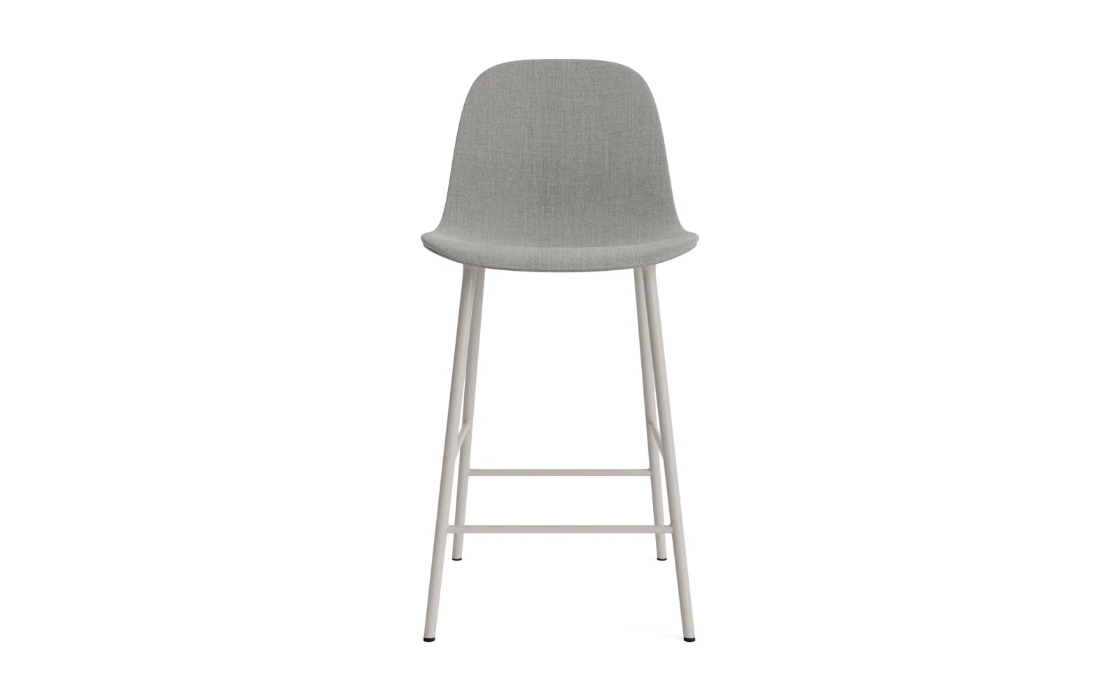 Erleben Sie den eleganten Form Barstuhl 75 cm gepolstert in warmem Grau von Normann Copenhagen – eine harmonische Verbindung von Stil und Komfort für jeden Raum!