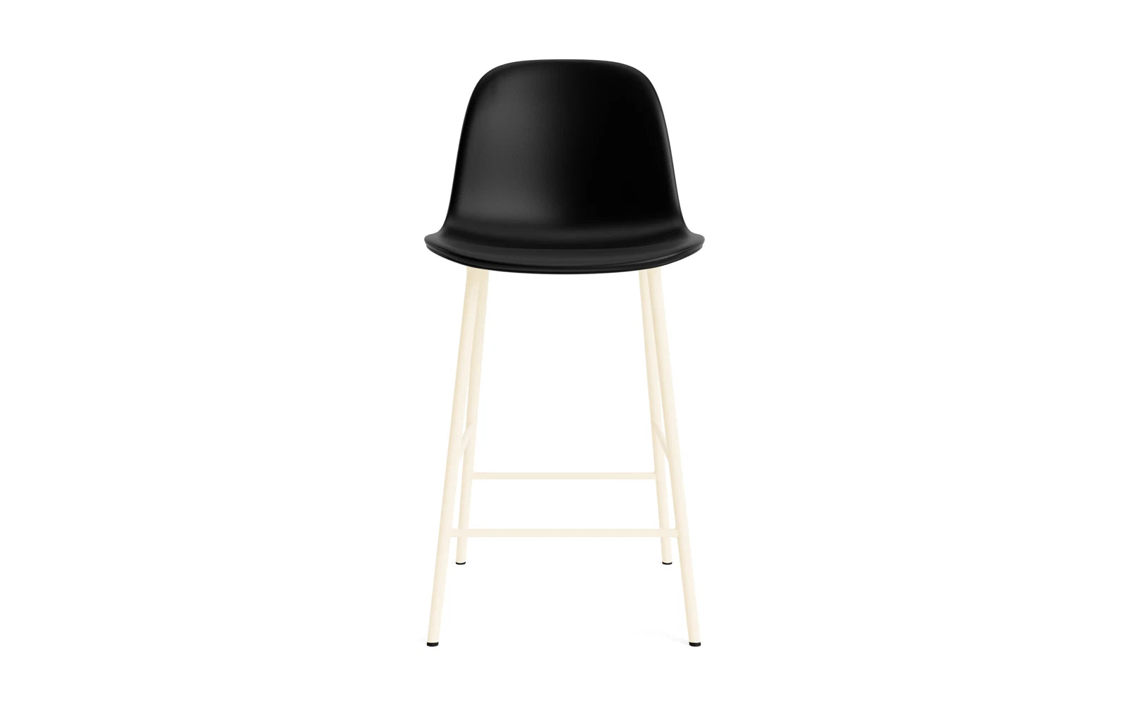 Stilvoller Form Barstuhl 65 cm in Creme Stahl/Ultra Leder von Normann Copenhagen. Perfekte Kombination aus Design, Komfort und Individualität.