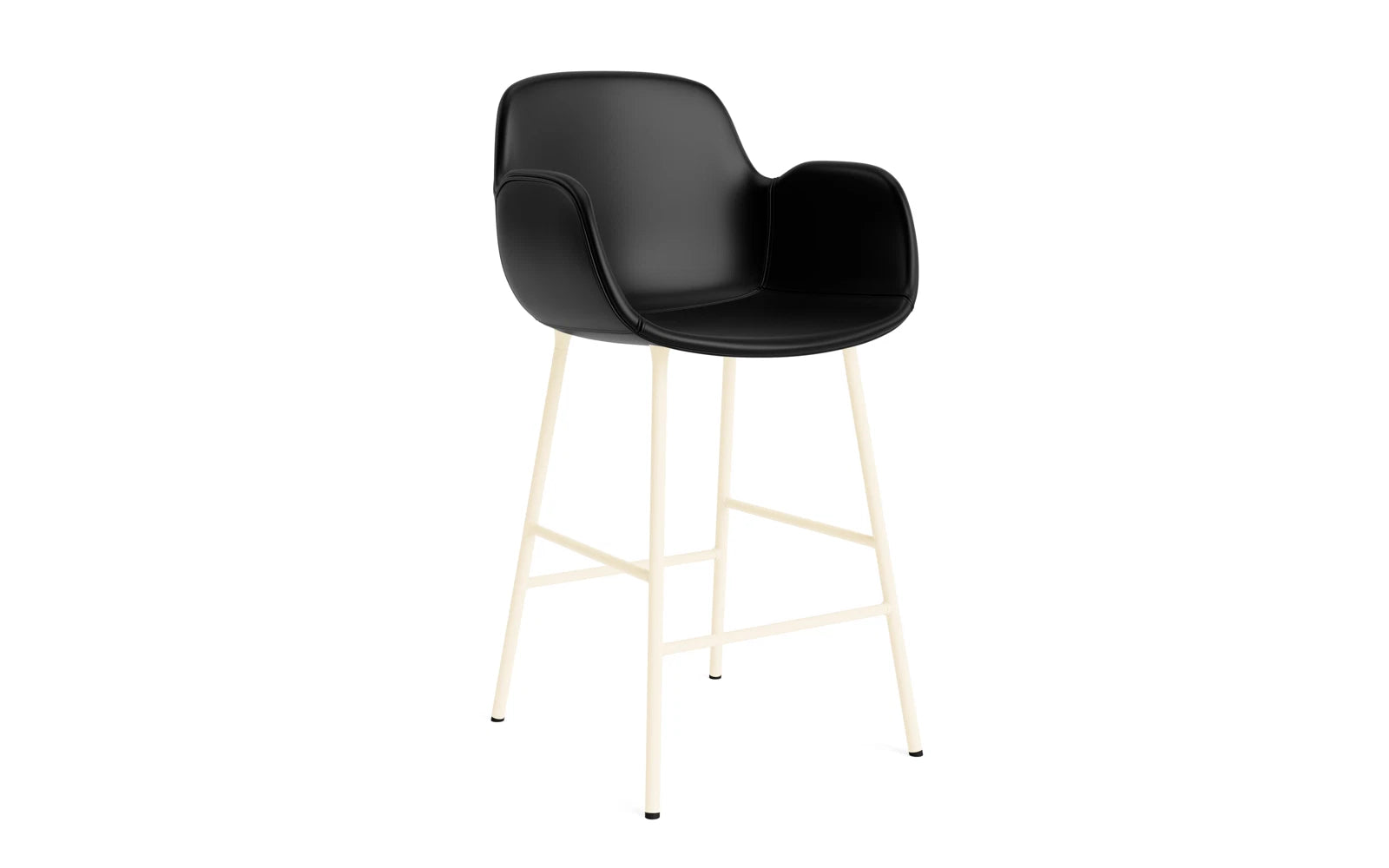 Form Barstuhl mit Armlehne 65 cm gepolstert Creme Stahl/Ultra leder in Ultra 41599 präsentiert im Onlineshop von KAQTU Design AG. Barstuhl ist von Normann Copenhagen