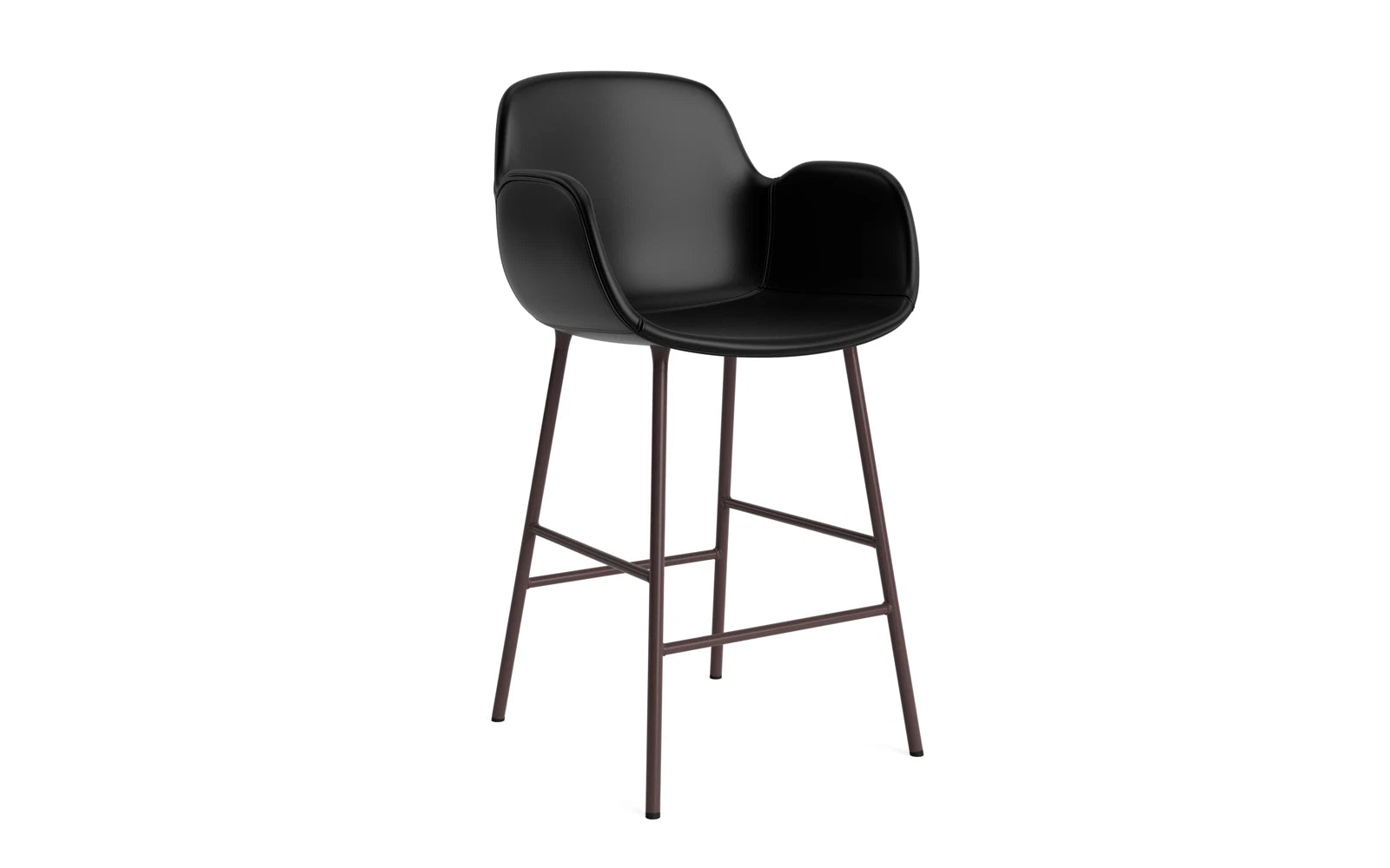 Form Barstuhl mit Armlehne 65 cm gepolstert Braun Stahl/Ultra leder in Ultra 41599 präsentiert im Onlineshop von KAQTU Design AG. Barstuhl ist von Normann Copenhagen