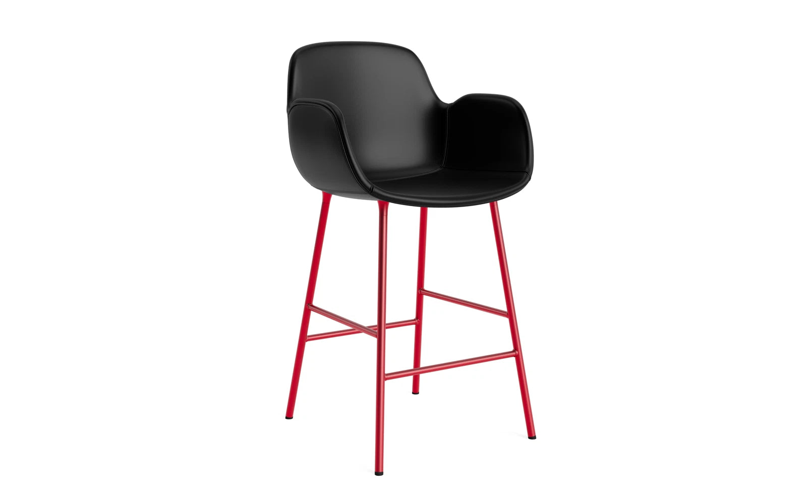 Form Barstuhl mit Armlehne 65 cm gepolstert Leuchtendes rot Stahl/Ultra leder in Ultra 41599 präsentiert im Onlineshop von KAQTU Design AG. Barstuhl ist von Normann Copenhagen