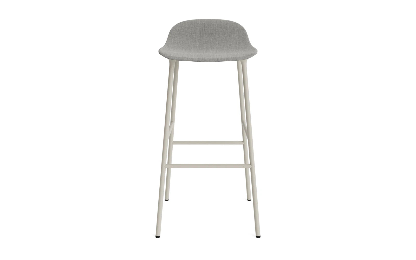 Erleben Sie den eleganten Form Barstuhl 75 cm in gepolstertem Stahl Hellgrau von Normann Copenhagen – der perfekte Mix aus Komfort und modernem Design.