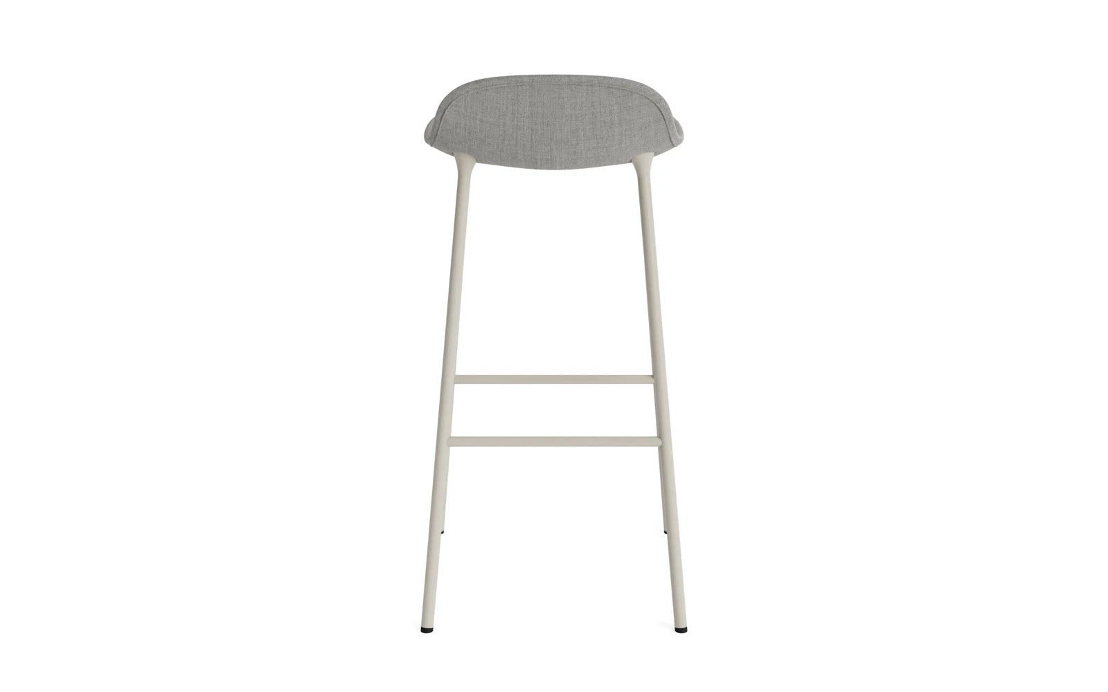 Erleben Sie den Form Barstuhl 75 cm in gepolstertem Stahl Hellgrau von Normann Copenhagen – ein modernes Designstück, das Stil und Bequemlichkeit vereint.