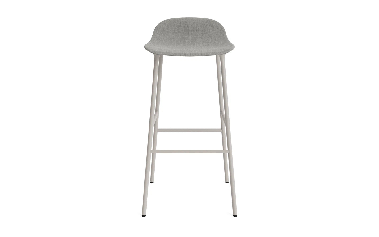 Erleben Sie den eleganten Form Barstuhl 75 cm in warmem Grau von Normann Copenhagen, gepolstert mit luxuriösem Remix-Stoff – perfekt für stilvolle Wohnräume.