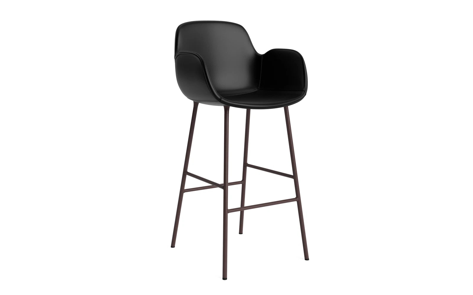 Form Barstuhl mit Armlehne 75 cm gepolstert Braun Stahl/Ultra leder in Ultra 41599 präsentiert im Onlineshop von KAQTU Design AG. Barstuhl ist von Normann Copenhagen