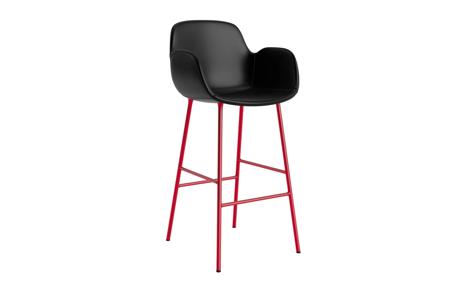 Form Barstuhl mit Armlehne 75 cm gepolstert Leuchtendes rot Stahl/Ultra leder in Ultra 41599 präsentiert im Onlineshop von KAQTU Design AG. Barstuhl ist von Normann Copenhagen