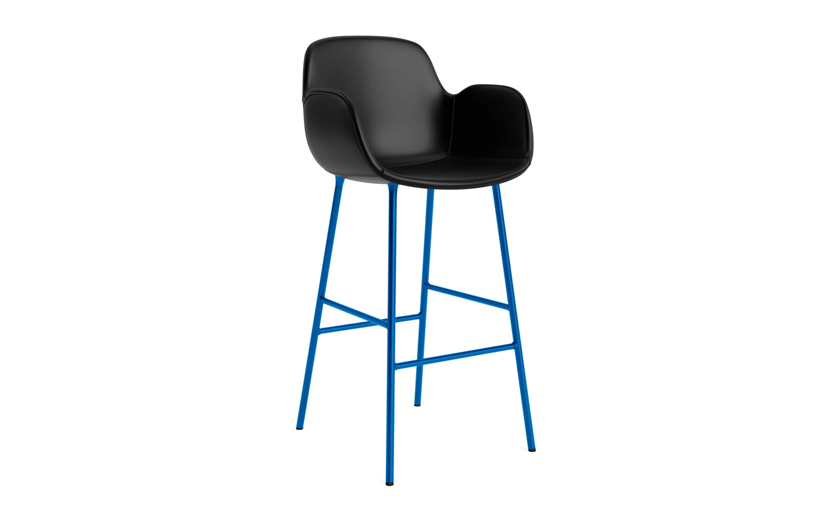 Form Barstuhl mit Armlehne 75 cm gepolstert Leuchtendes blau Stahl/Ultra leder in Ultra 41599 präsentiert im Onlineshop von KAQTU Design AG. Barstuhl ist von Normann Copenhagen