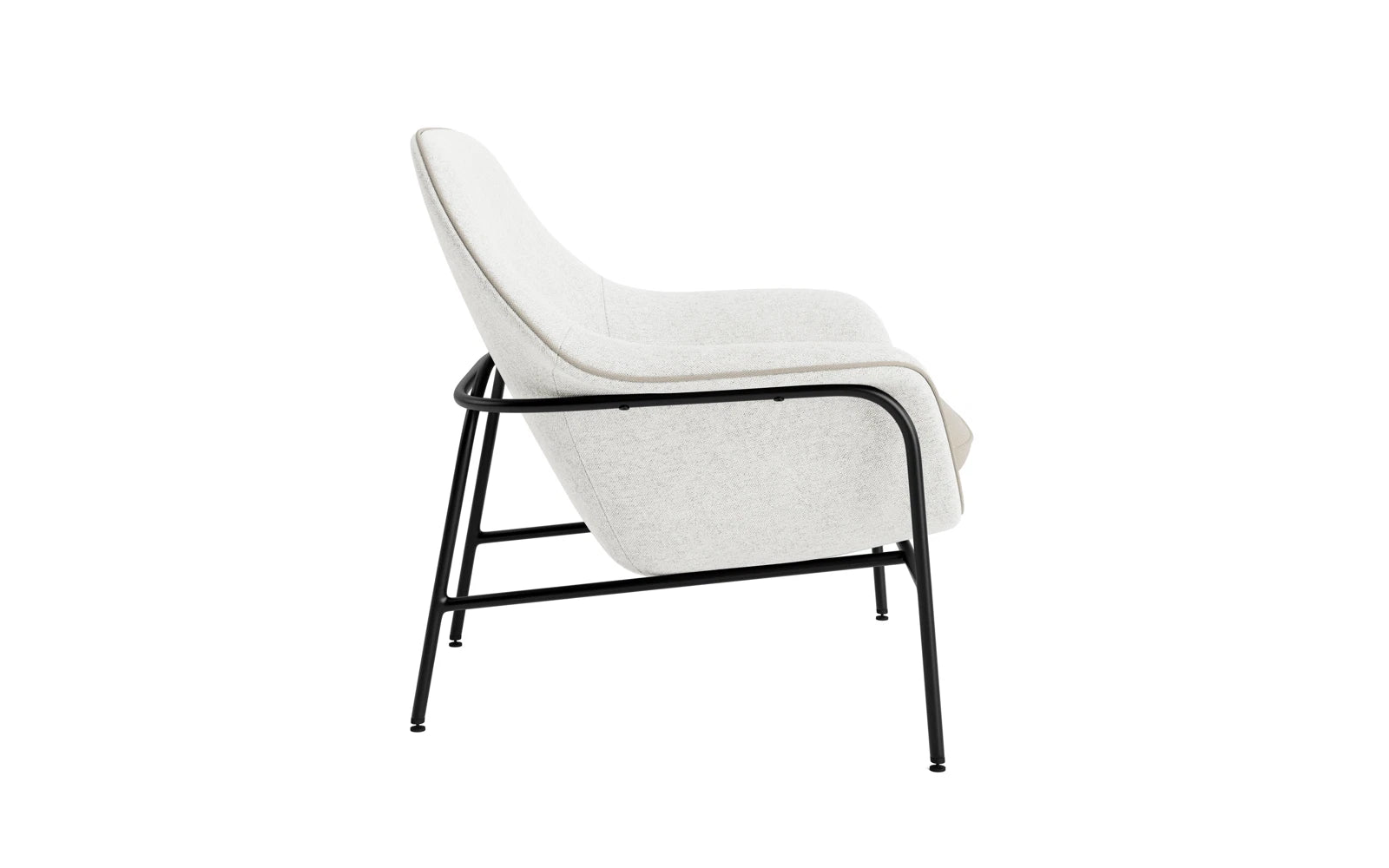 Eleganter Drape Lounge-Sessel in Schwarz mit Stahlbeinen. Perfekte Kombination aus Komfort, Design und individueller Gestaltungsfreiheit.