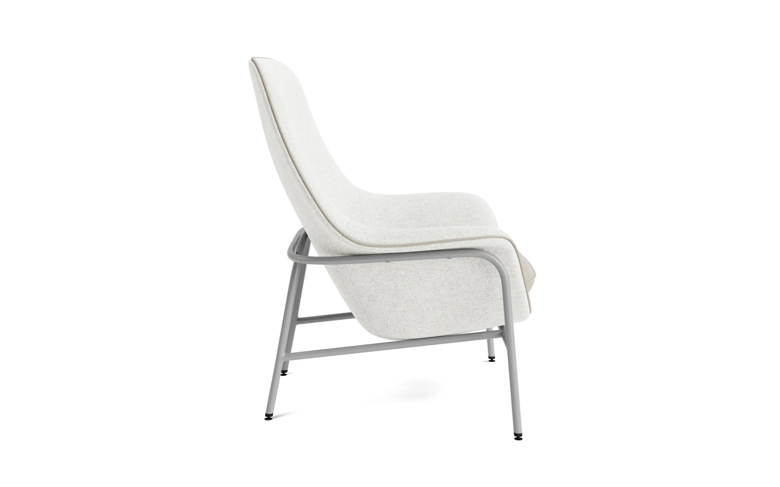 Entdecken Sie den Drape Lounge-Sessel von Normann Copenhagen in elegantem grauem Stahl. Stilvolles Design trifft auf unvergleichlichen Komfort für Ihr Zuhause.