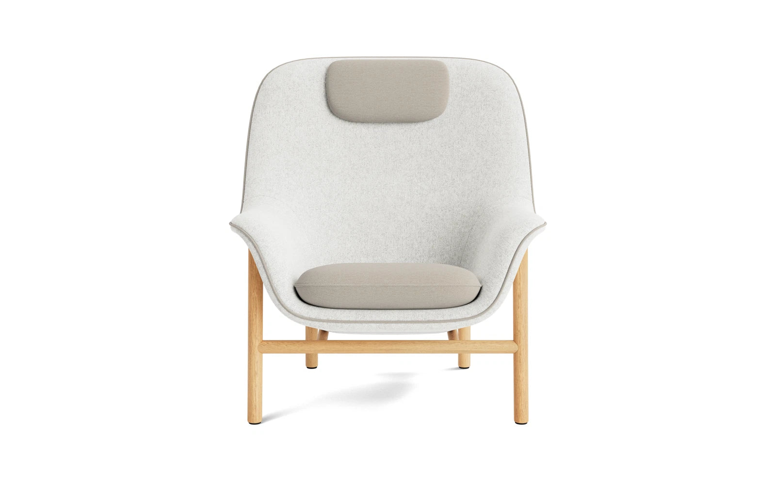 Erleben Sie den Drape Lounge-Sessel von Normann Copenhagen: Stilvolles Design, anpassbare Bezüge und nachhaltige Eichenholzbeine für höchsten Sitzkomfort.