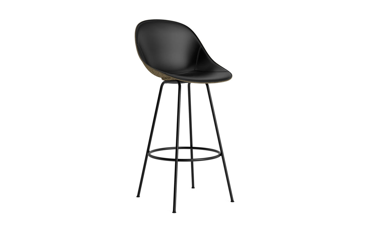 Mat Barstuhl 75 cm Frontpolster Seegras schwartz Stahl in Ultra 41599 präsentiert im Onlineshop von KAQTU Design AG. Barstuhl ist von Normann Copenhagen