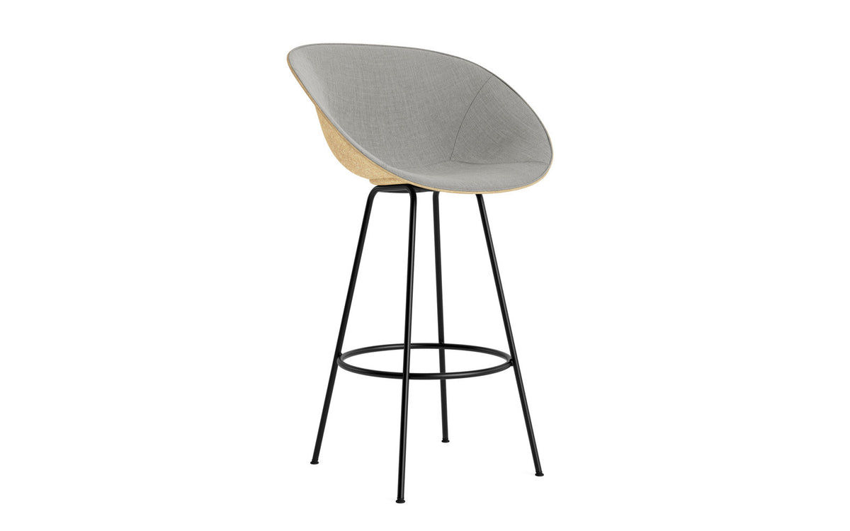 Mat Barstuhl mit Armlehne 75 cm Frontpolster Hanffasern schwarzes Stahl in Remix 133 präsentiert im Onlineshop von KAQTU Design AG. Barstuhl ist von Normann Copenhagen