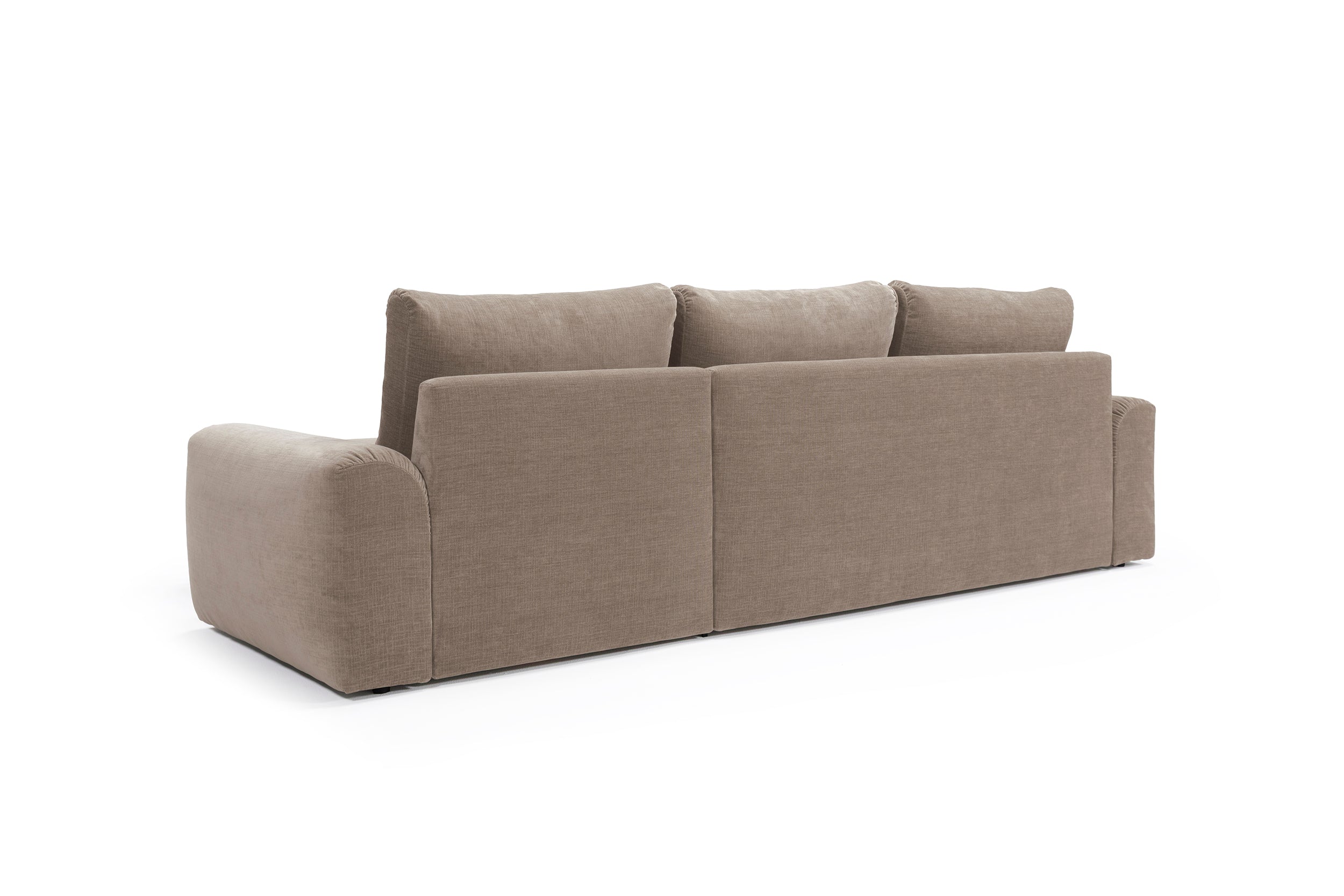 Norum Schlafsofa mit Chaiselongue und Chunky-Armlehnen in 417 Esina Mocha präsentiert im Onlineshop von KAQTU Design AG. Bettsofa rechts ist von Innovation Living