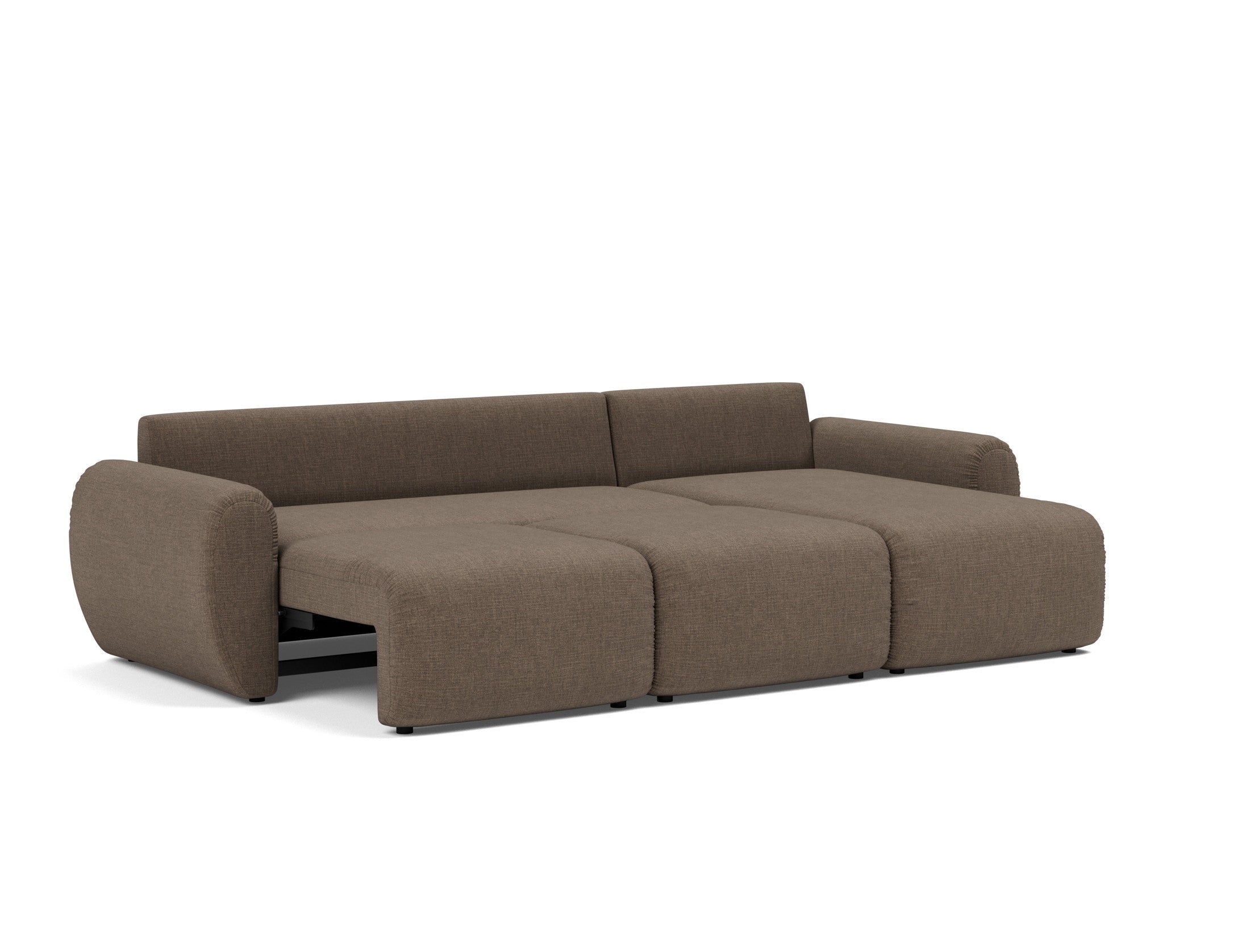 Norum Schlafsofa mit Chaiselongue und Curve-Armlehnen in 411 Esina Cedar Brown präsentiert im Onlineshop von KAQTU Design AG. Bettsofa rechts ist von Innovation Living