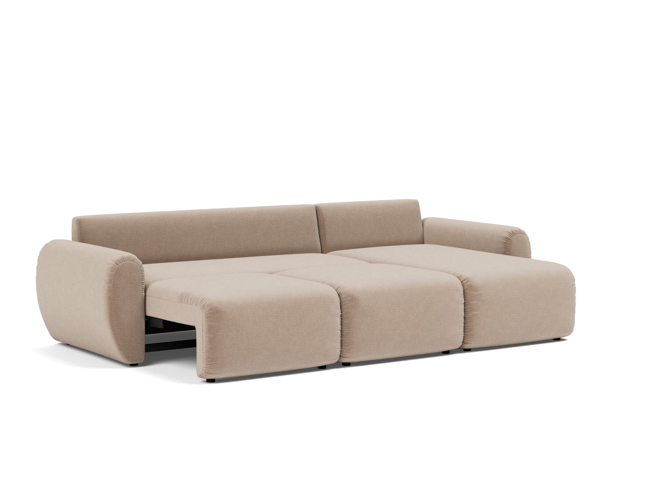 Norum Schlafsofa mit Chaiselongue und Curve-Armlehnen in 417 Esina Mocha präsentiert im Onlineshop von KAQTU Design AG. Bettsofa rechts ist von Innovation Living
