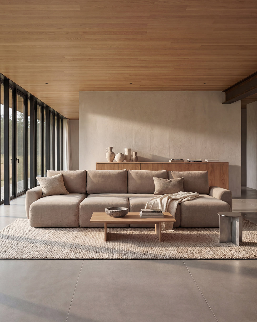 Norum Schlafsofa U-Form mit Chunky-Armlehnen in 411 Esina Cedar Brown präsentiert im Onlineshop von KAQTU Design AG. Bettsofa ist von Innovation Living