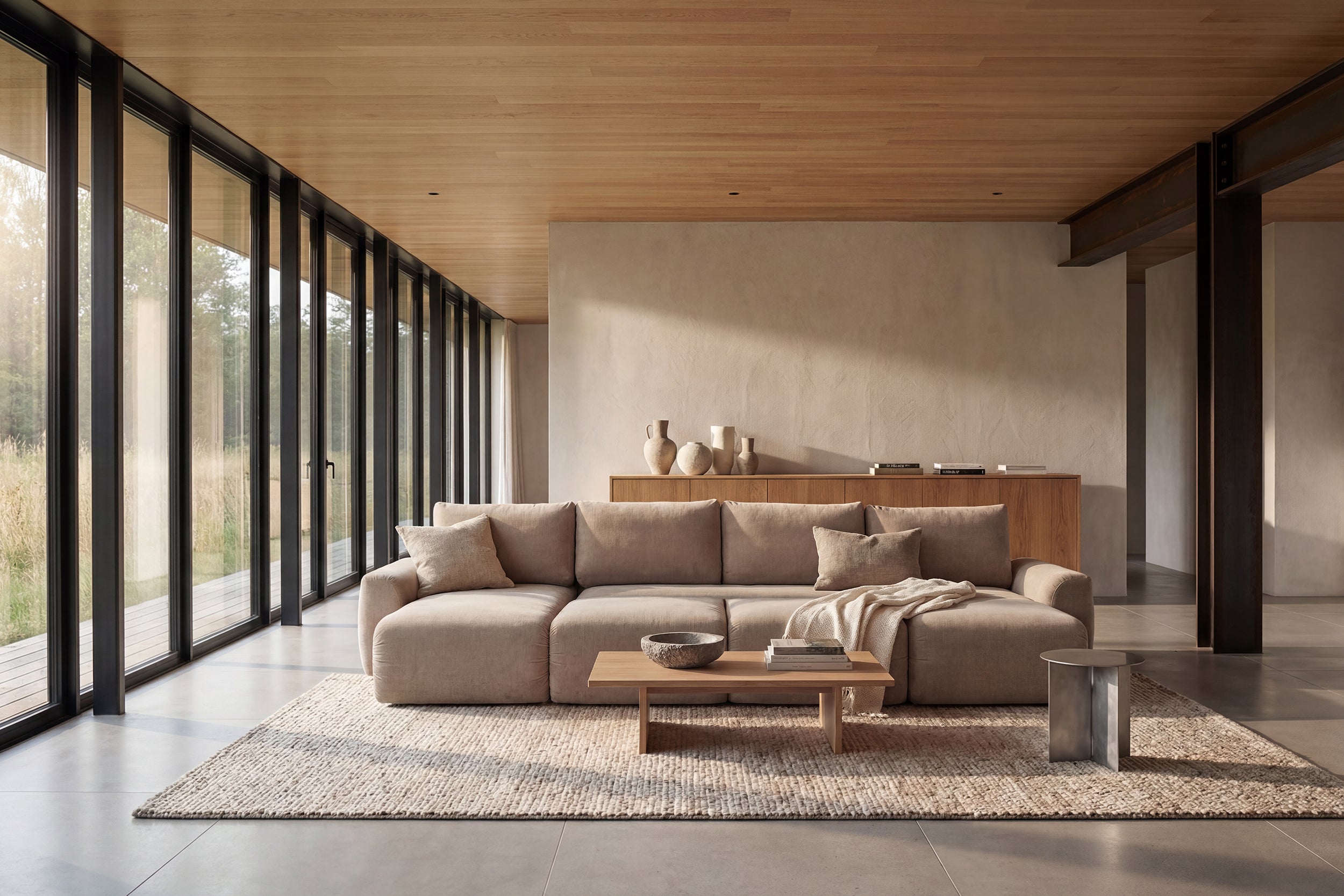 Norum Schlafsofa U-Form mit Chunky-Armlehnen in 411 Esina Cedar Brown präsentiert im Onlineshop von KAQTU Design AG. Bettsofa ist von Innovation Living
