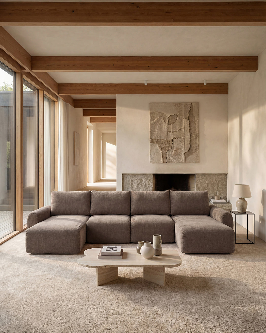 Norum Schlafsofa U-Form mit Chunky-Armlehnen in 417 Esina Mocha präsentiert im Onlineshop von KAQTU Design AG. Bettsofa ist von Innovation Living