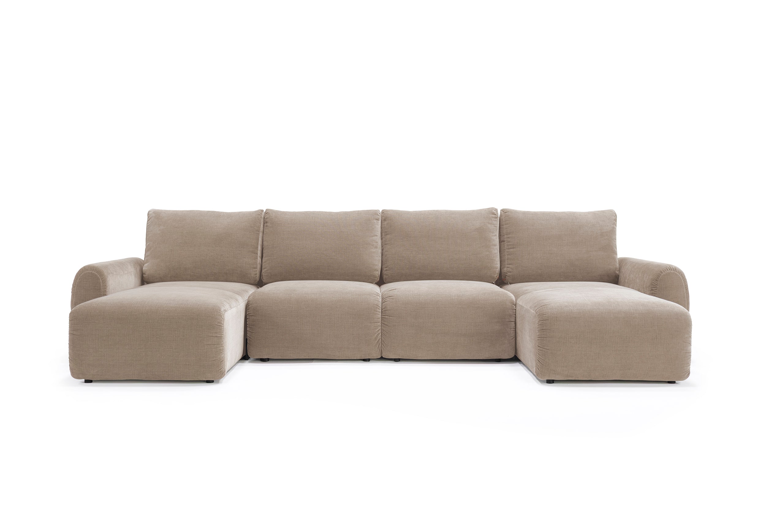 Norum Schlafsofa U-Form mit Curve-Armlehnen in 411 Esina Cedar Brown präsentiert im Onlineshop von KAQTU Design AG. Bettsofa ist von Innovation Living