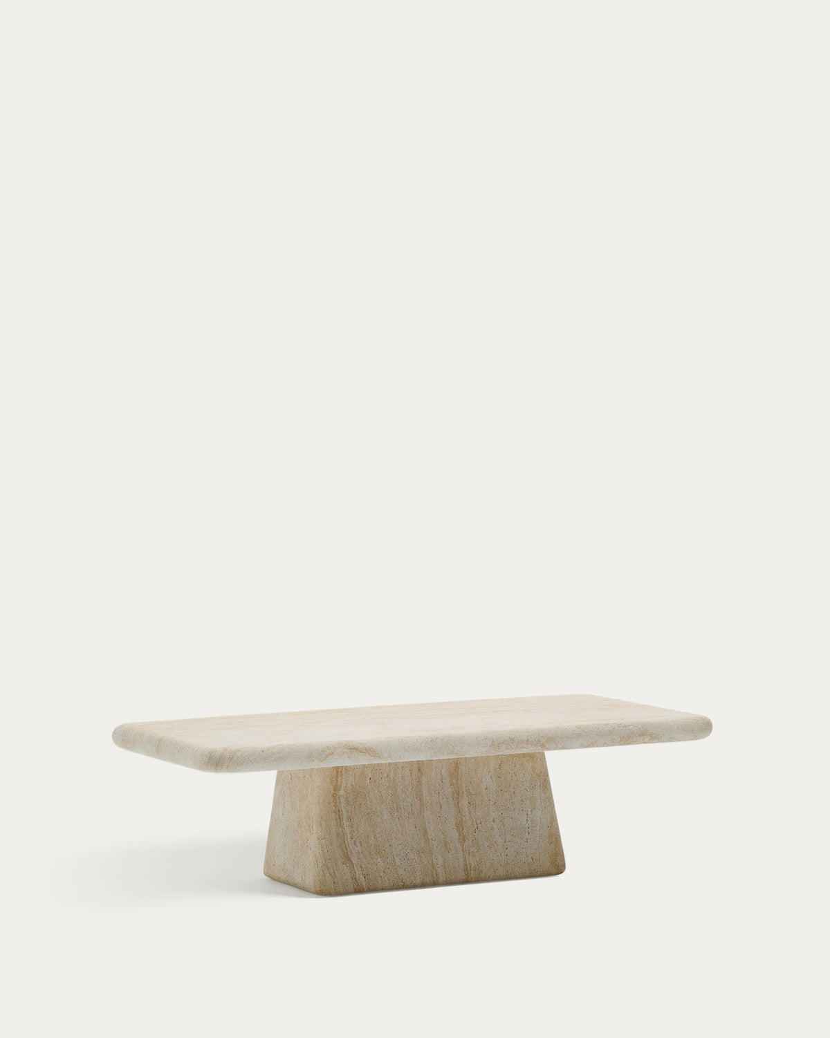 Couchtisch Drasi aus Zement in Travertinoptik 140 x 70 cm in Beige, Ecru präsentiert im Onlineshop von KAQTU Design AG. Loungetisch ist von Kave Home
