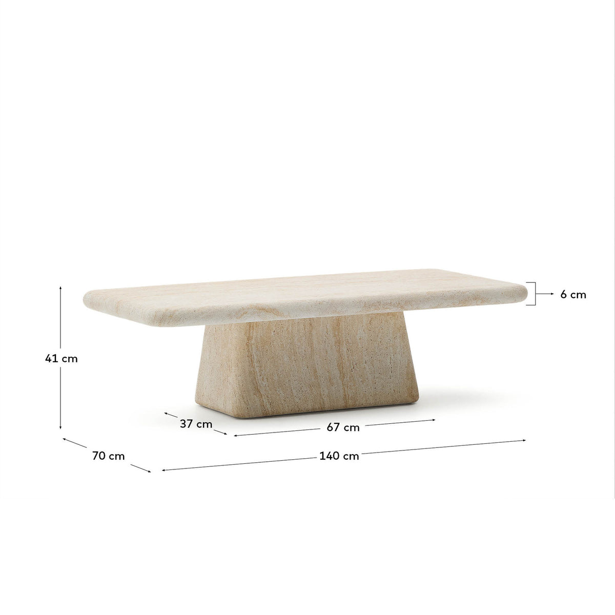 Couchtisch Drasi aus Zement in Travertinoptik 140 x 70 cm in Beige, Ecru präsentiert im Onlineshop von KAQTU Design AG. Loungetisch ist von Kave Home