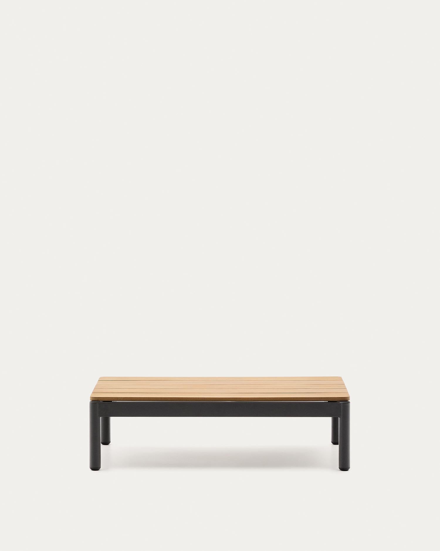 Couchtisch Sorells aus grauem Aluminium und Teakholz 52,4 x 91 cm FSC 100%   in Graphit präsentiert im Onlineshop von KAQTU Design AG. Beistelltisch Outdoor ist von Kave Home