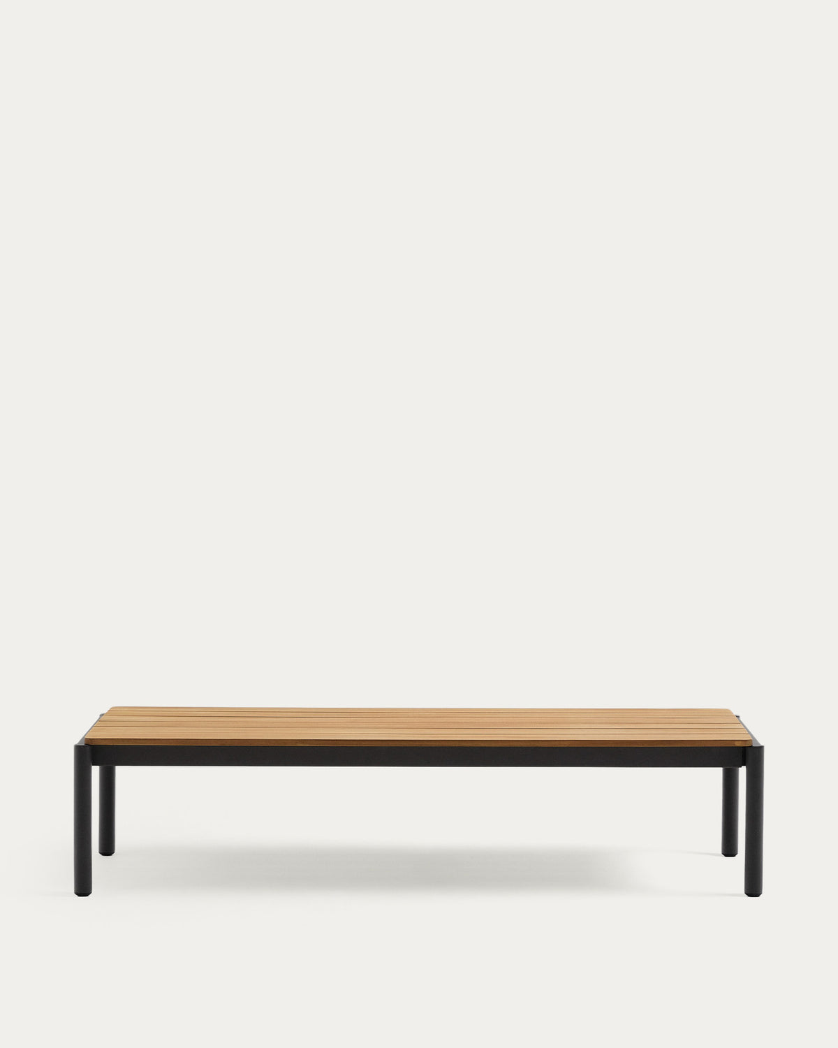 Couchtisch Sorells aus grauem Aluminium und Teakholz 63 x 144,6 cm FSC 100% in Graphit, Braun präsentiert im Onlineshop von KAQTU Design AG. Loungetisch ist von Kave Home