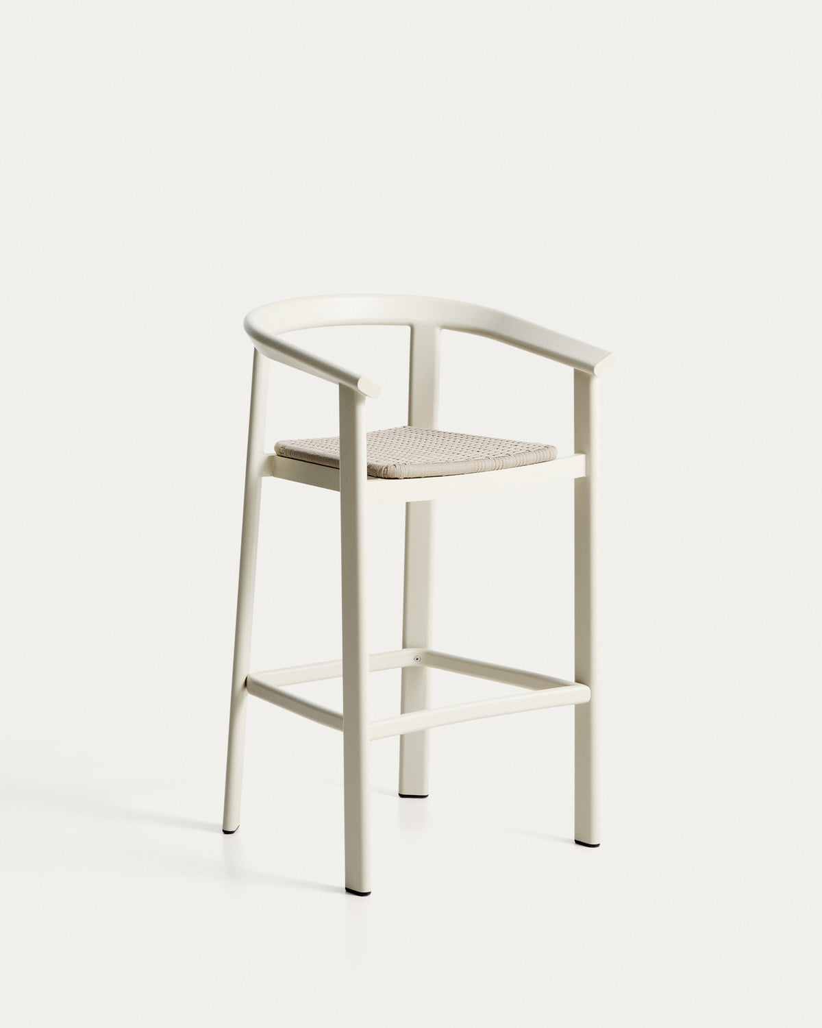 Hocker Erice aus Aluminium und ecrufarbenem Seil, 75 cm in Ecru, Beige, Weiss präsentiert im Onlineshop von KAQTU Design AG. Gartenstuhl ist von Kave Home
