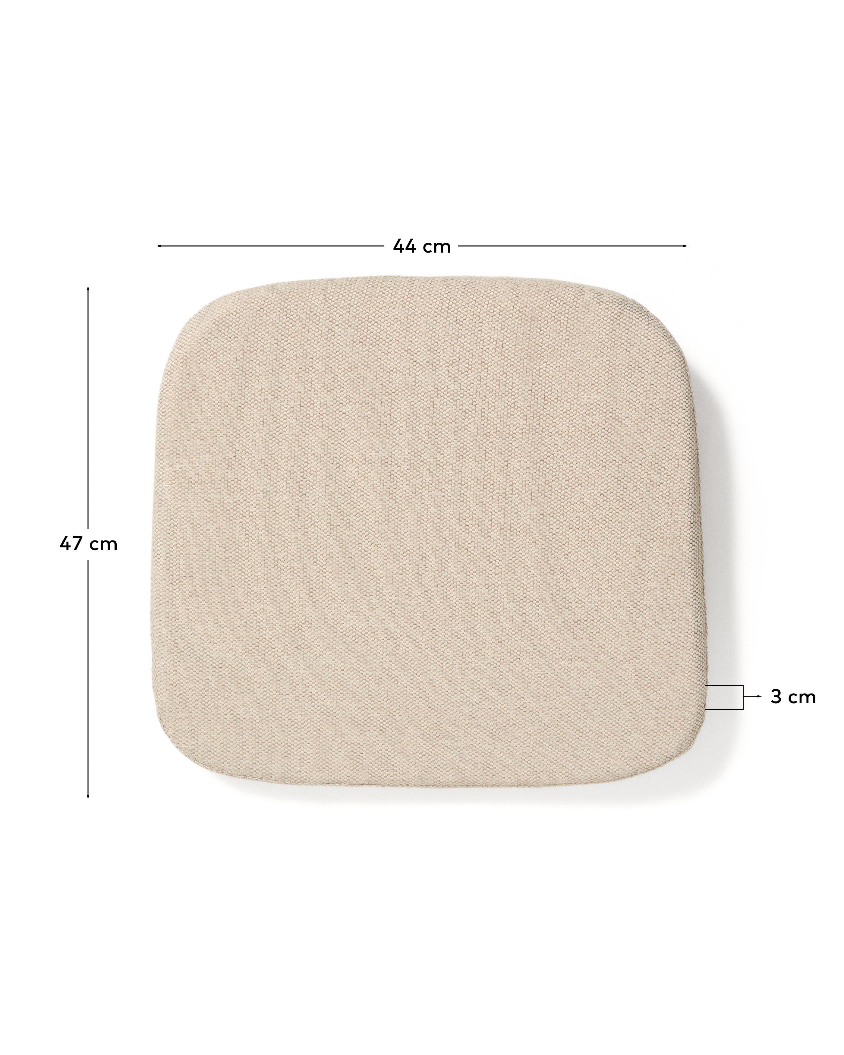 Stuhlkissen Alipa in Ecru, 44 x 47 cm, stilvolles und bequemes Kissen für Gartenmöbel, ideal für entspannte Stunden im Freien.
