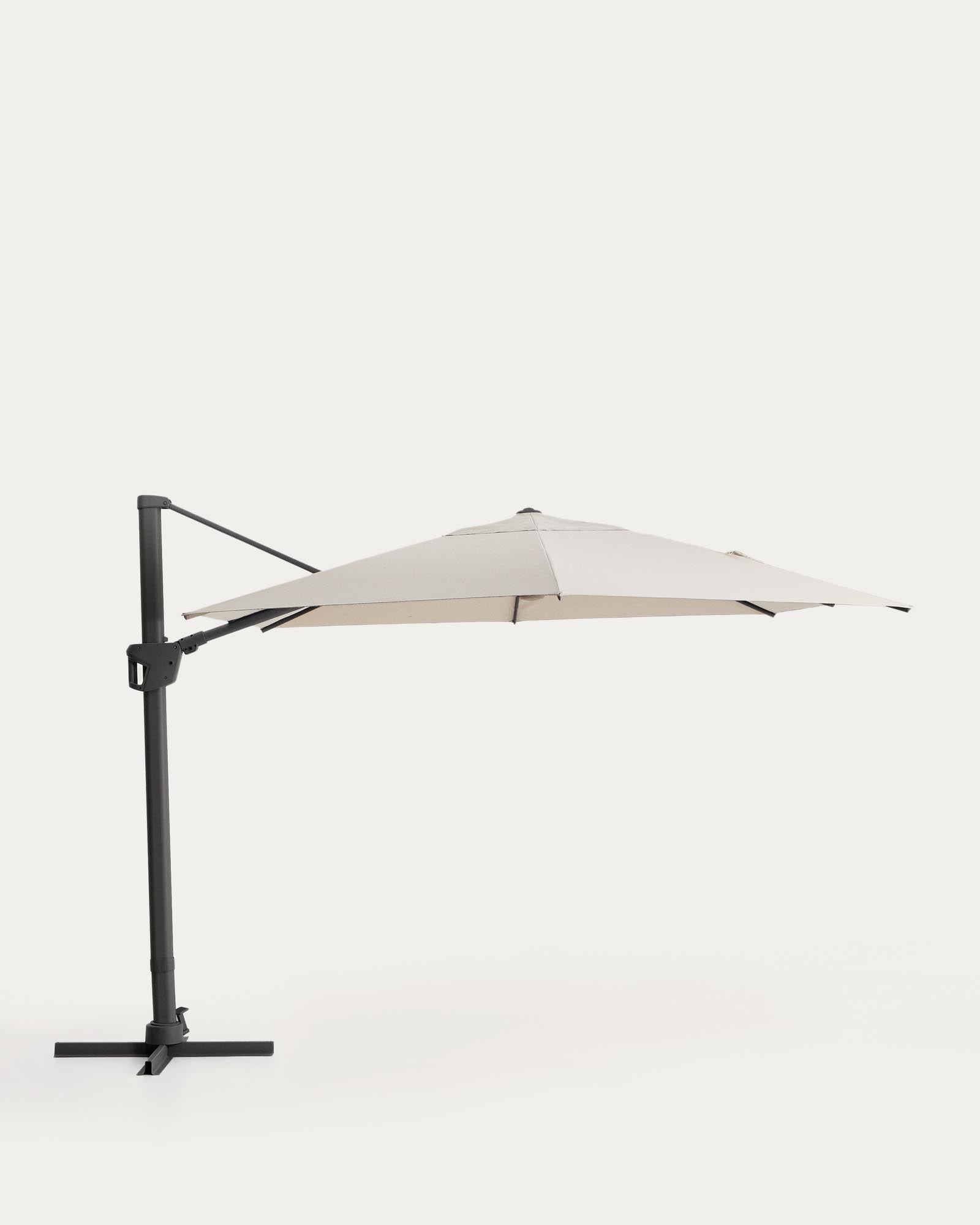 Exzentrischer Sonnenschirm Noli in Beige mit graphitgrauem Aluminiumgestell, 300 x 420 cm in Beige präsentiert im Onlineshop von KAQTU Design AG. Sonnenschirm ist von Kave Home