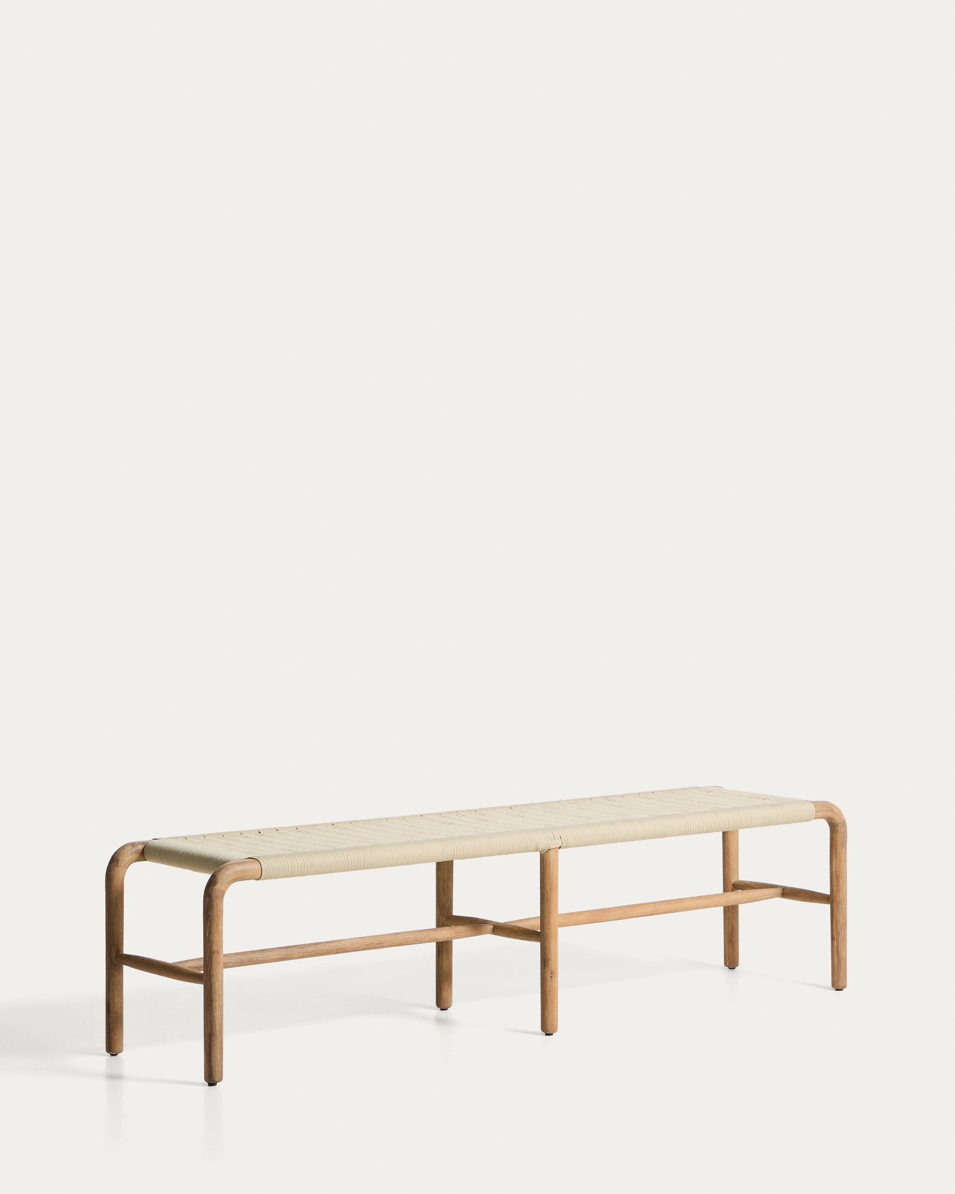 Bank Alipa aus massivem Akazienholz und ecrufarbenem Seil, 200 cm, FSC 100 % in Ecru präsentiert im Onlineshop von KAQTU Design AG. Gartenbank ist von Kave Home
