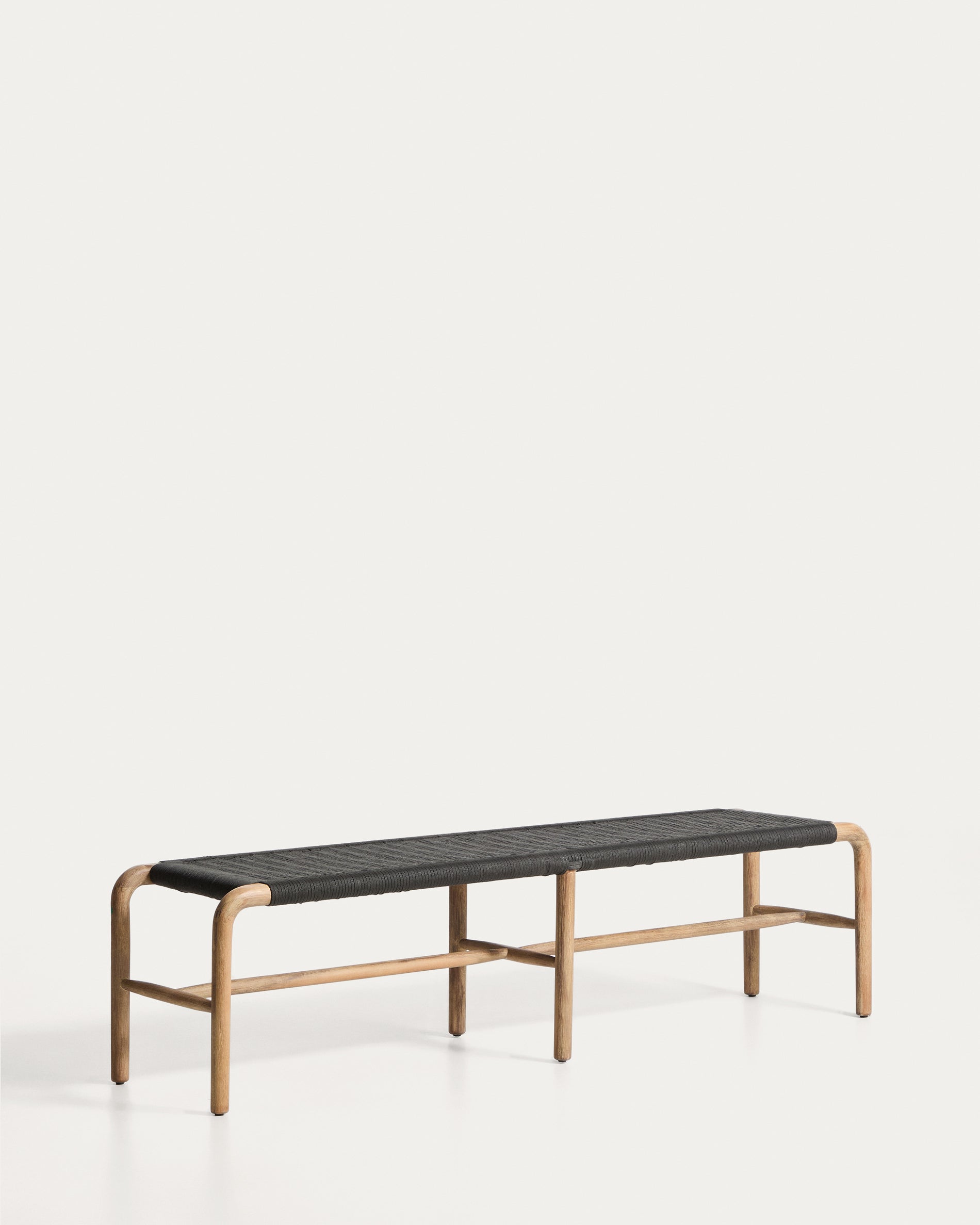 Bank Alipa aus massivem Akazienholz und dunkelgrauem Seil, 200 cm, FSC 100 % in Graphit präsentiert im Onlineshop von KAQTU Design AG. Gartenbank ist von Kave Home