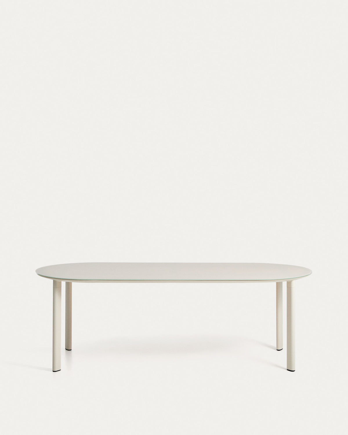 Ovaler Tisch Erice aus Aluminium und gehärtetem Glas in Ecru 230 x 100 cm in Ecru, Beige, Weiss präsentiert im Onlineshop von KAQTU Design AG. Gartentisch ist von Kave Home