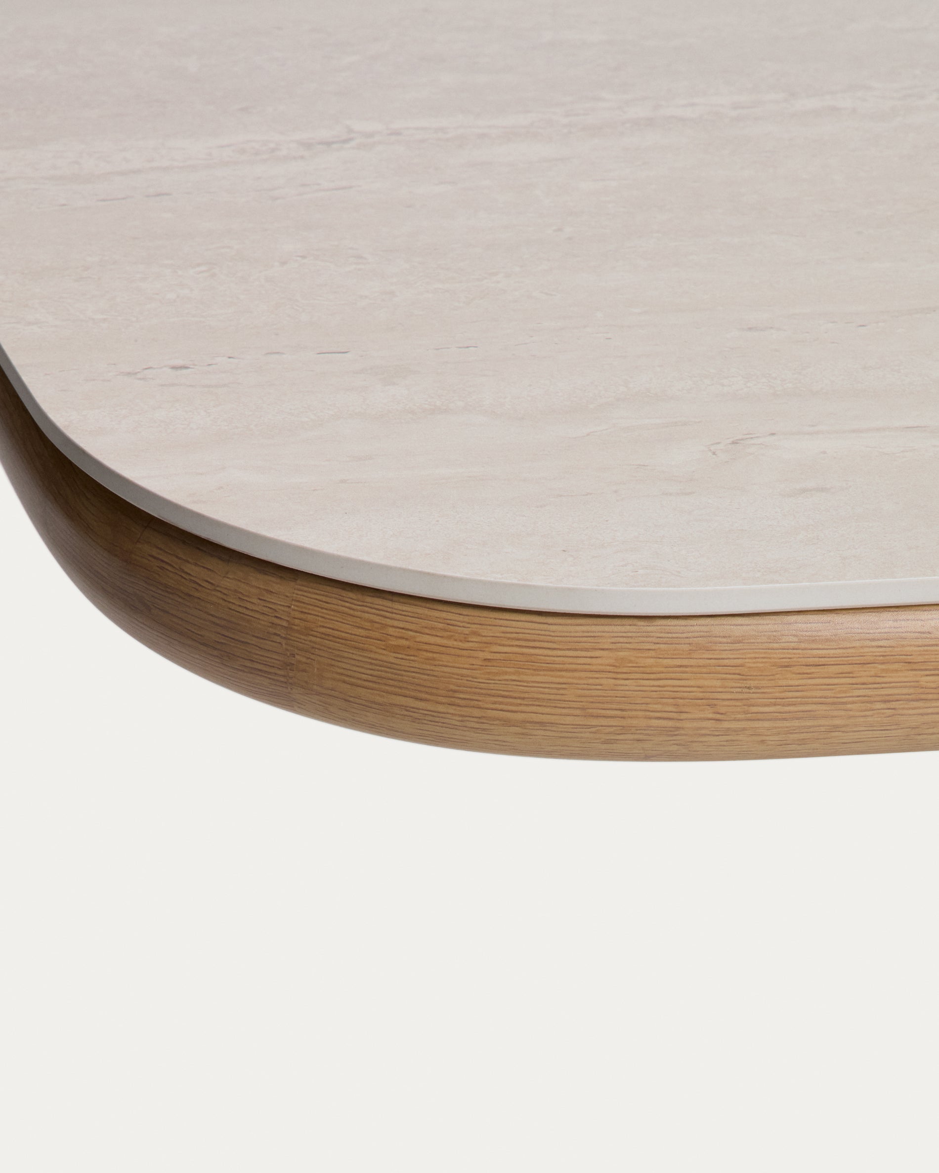 Outdoor-Tisch Mirtia aus Aluminium in Holzoptik und gesintertem Stein 240 x 110 cm in Ecru präsentiert im Onlineshop von KAQTU Design AG. Gartentisch ist von Kave Home