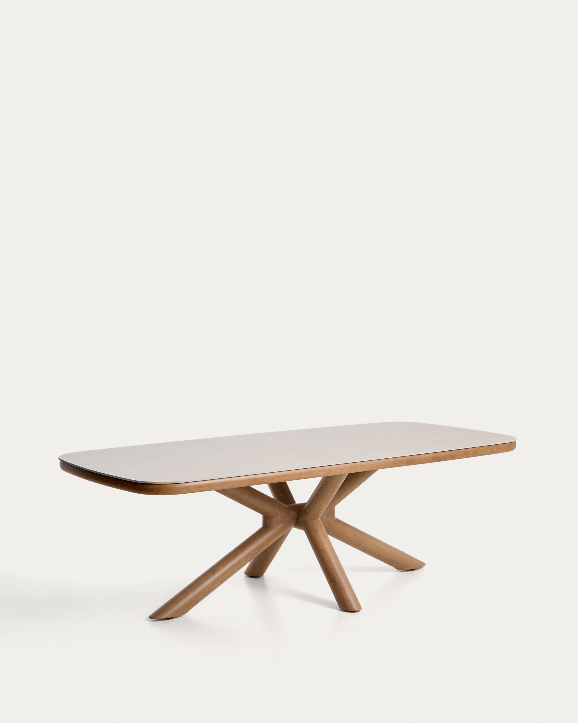 Outdoor-Tisch Mirtia aus Aluminium in Holzoptik und gesintertem Stein 240 x 110 cm in Ecru präsentiert im Onlineshop von KAQTU Design AG. Gartentisch ist von Kave Home