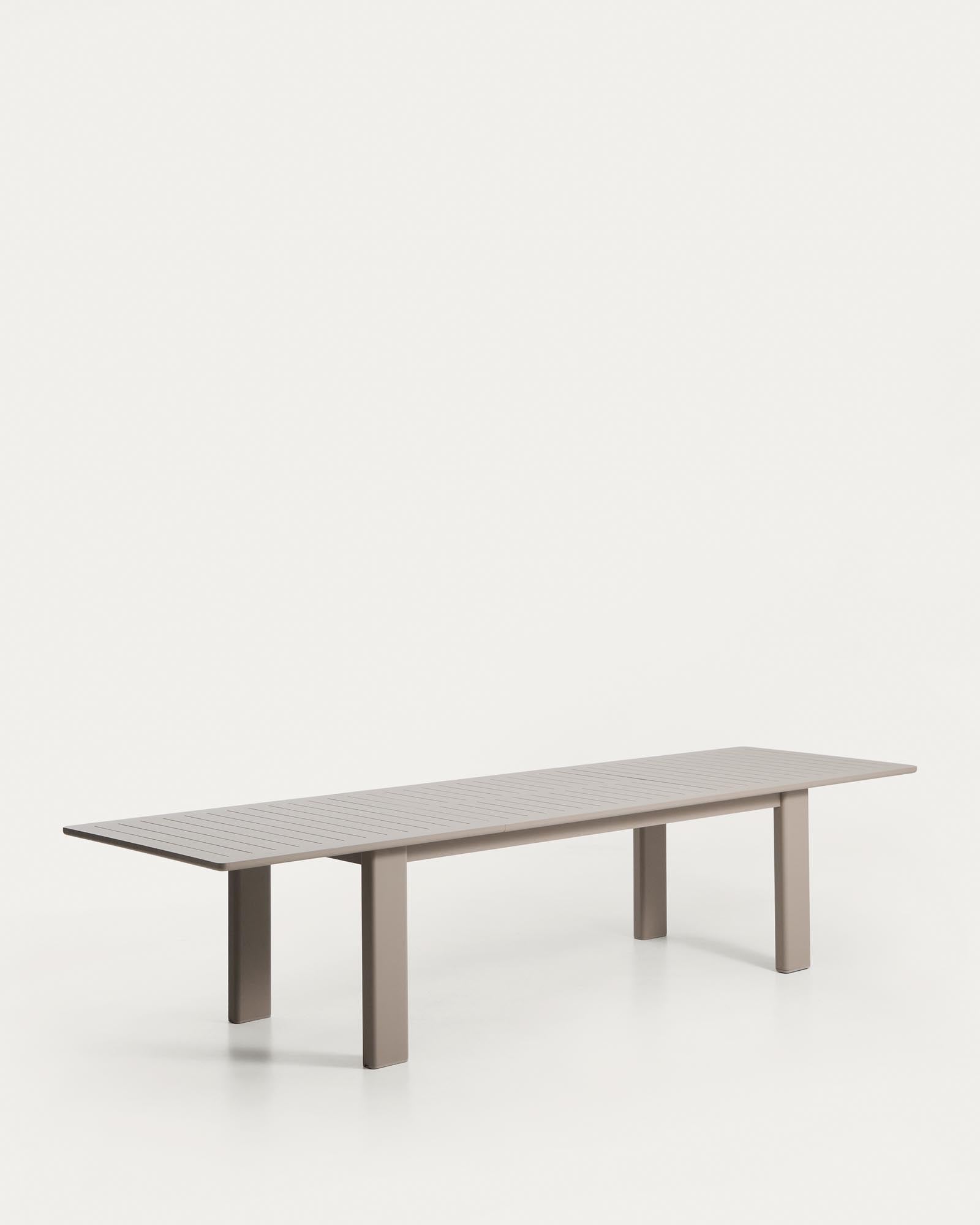 Eleganter Ausziehtisch Livorno in Taupe, aus Aluminium, ideal für Gartenpartys, erweiterbar von 233 auf 350 cm für mehr Platz.